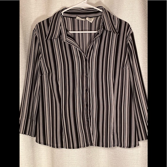 black and white striped dress shirt womens